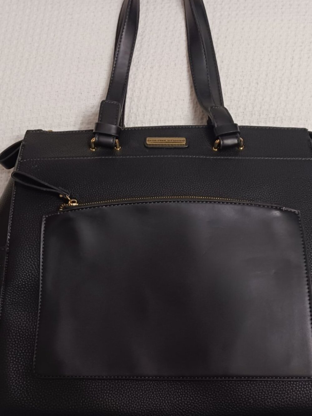 Adrienne Vittadini Large Vegan Black Workbook Laptop Tote New